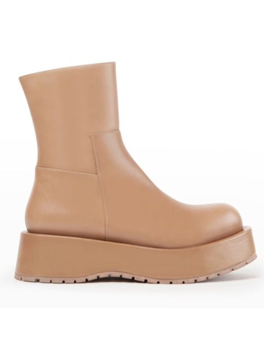 Paloma Barcelo Boston Gala Leather Zip Platform Boots Tan Leather EU 36 US 6 New